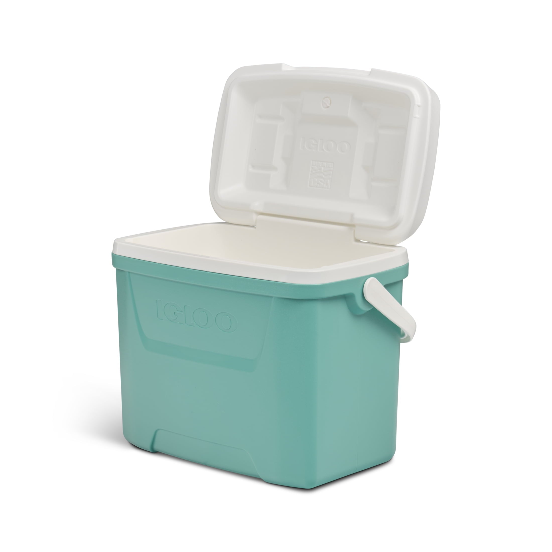 28 QT Laguna Hard-Sided Ice Chest Cooler, Aqua Blue and White
