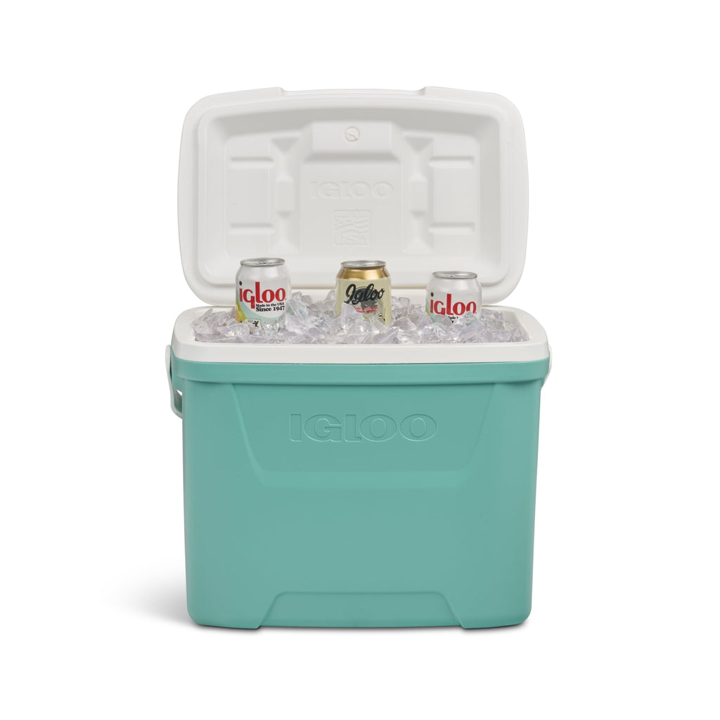 28 QT Laguna Hard-Sided Ice Chest Cooler, Aqua Blue and White