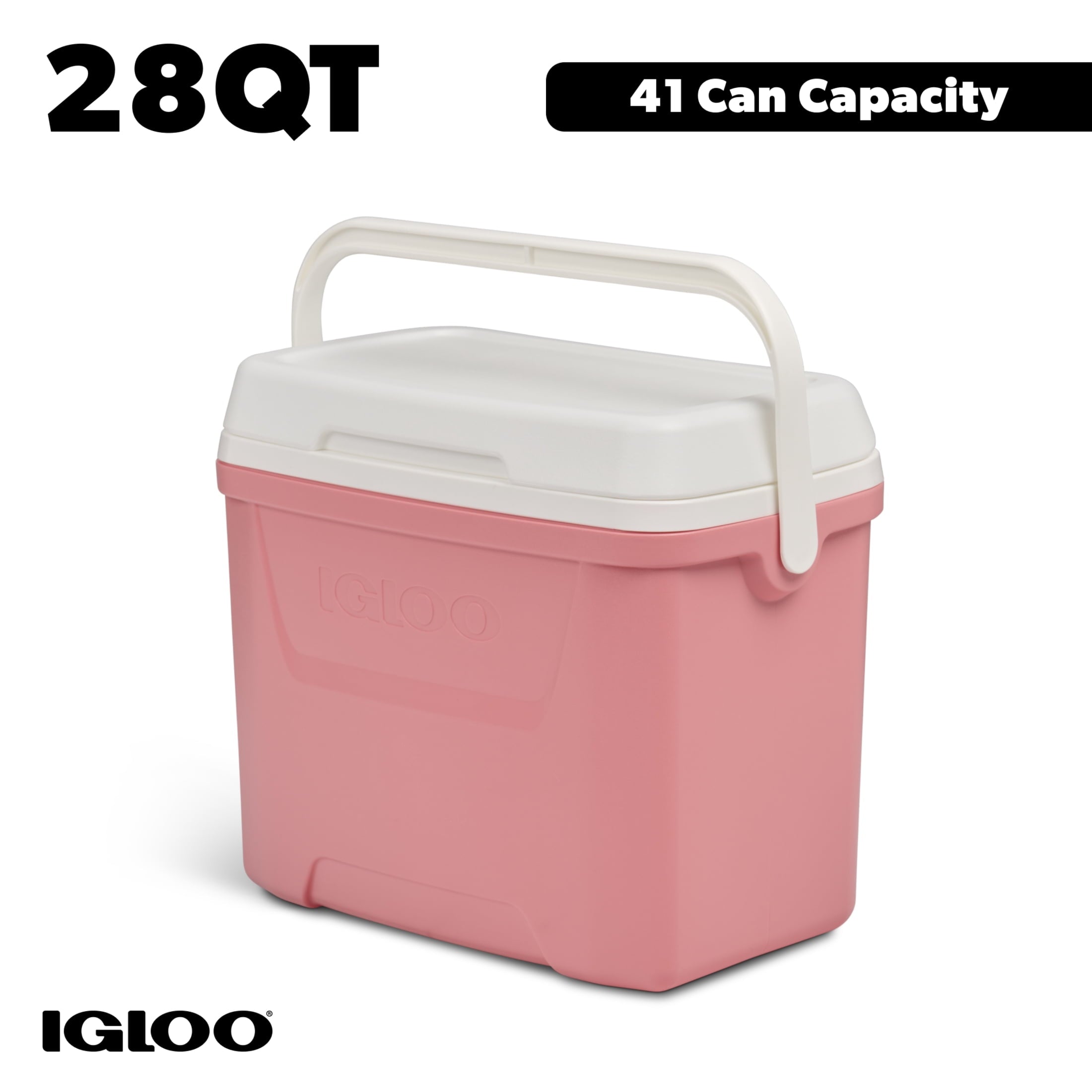 28 QT Laguna Hard-Sided Ice Chest Cooler, Aqua Blue and White