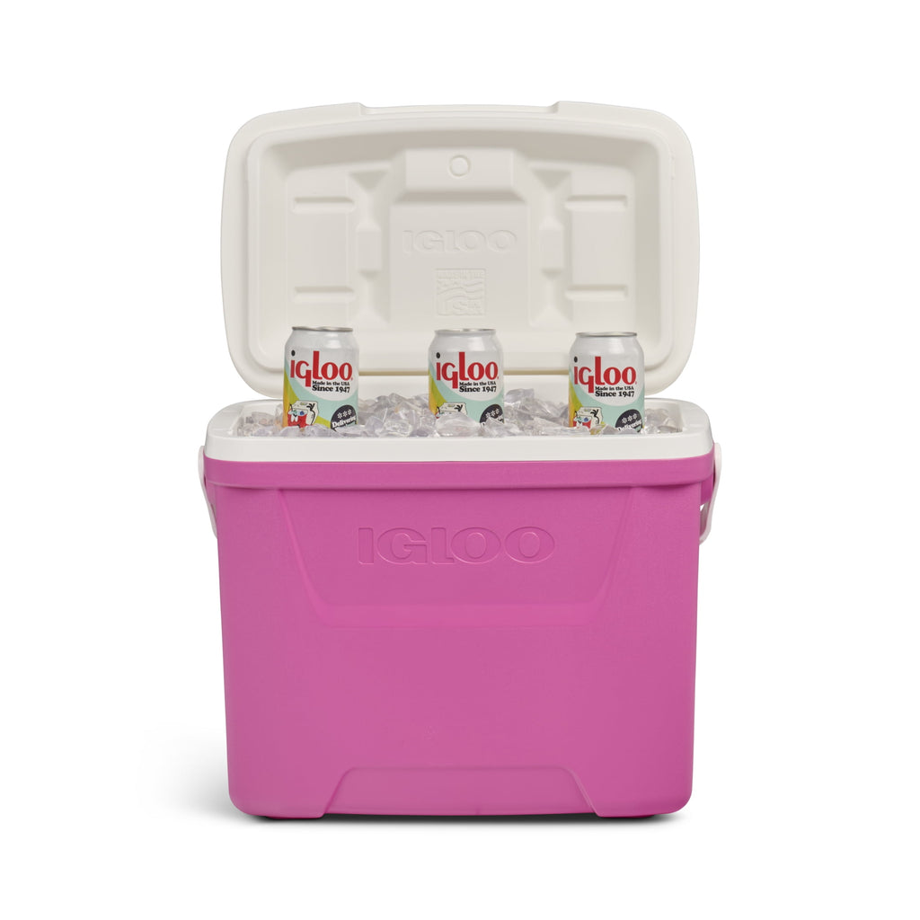 28 QT Laguna Hard-Sided Ice Chest Cooler, Aqua Blue and White