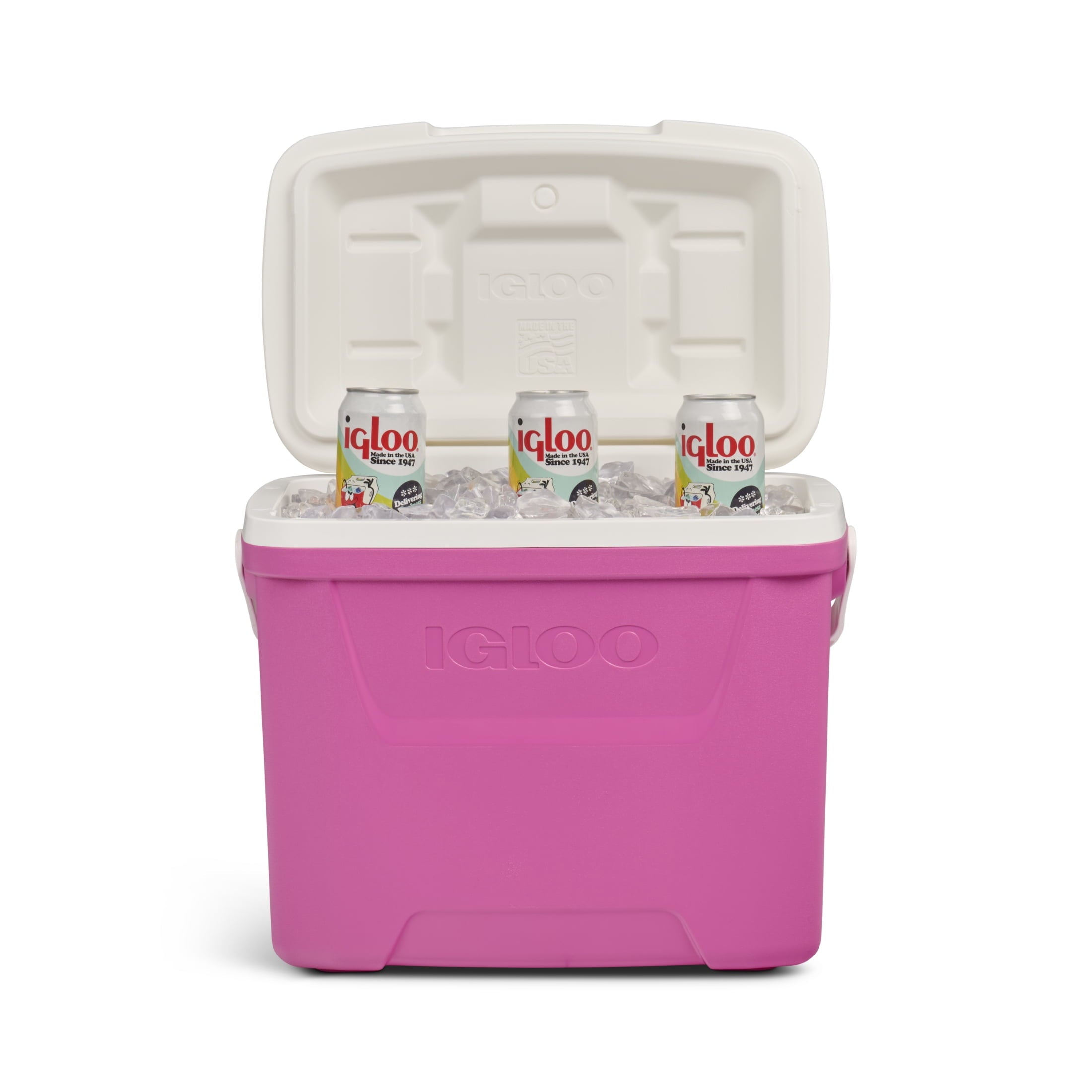 28 QT Laguna Hard-Sided Ice Chest Cooler, Aqua Blue and White