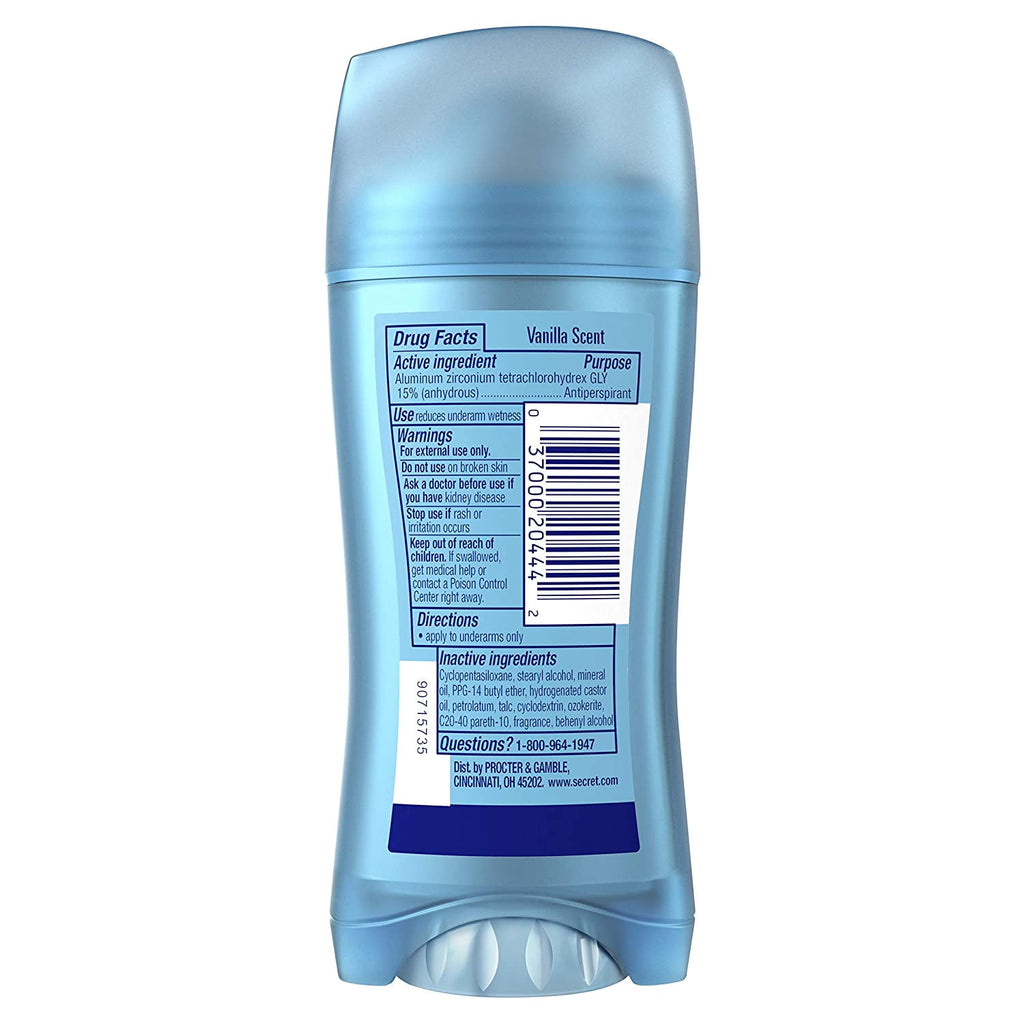 Invisible Solid Antiperspirant and Deodorant for Women, Vanilla Scent, 2.6 oz, 2 Pack