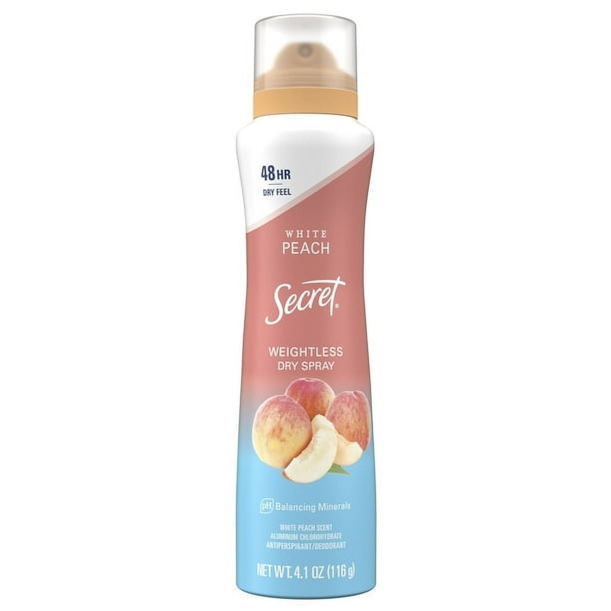 Dry Spray Antiperspirant Deodorant, White Peach and Argan Oil, 4.1oz. (4 Pack)