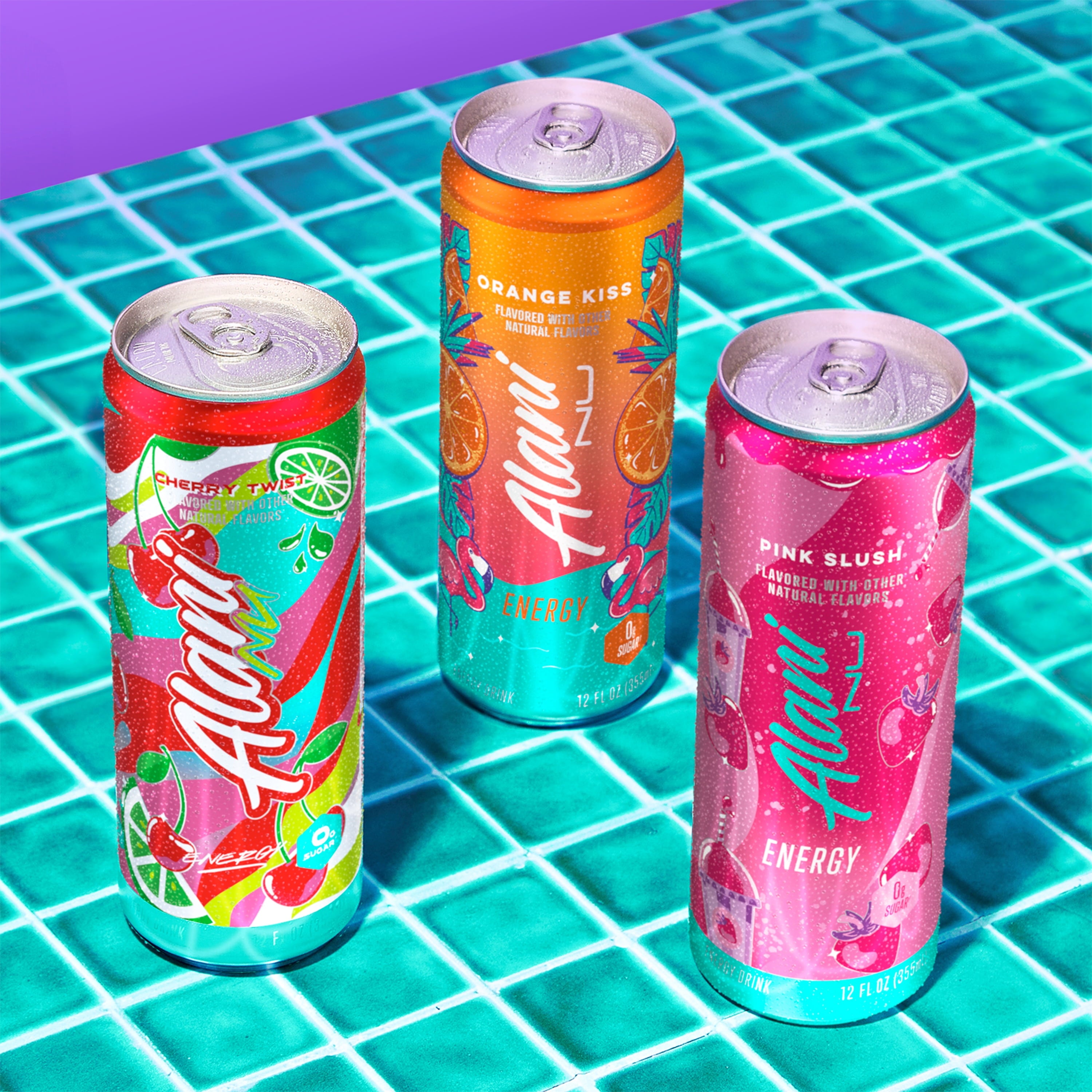 Sugar Free Energy Drink, Variety Pack, Pink Slush, Orange Kiss, Cherry Twist, 12 fl oz, 12 Pack, Cans, 200mg Caffeine