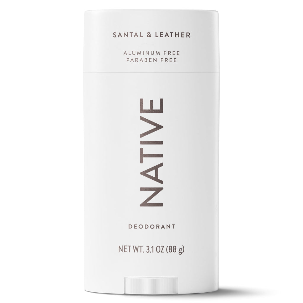 Aluminum Free Deodorant For Men, 72 Hour Solid Deodorant Stick, Santal &amp; Leather, 3.1oz