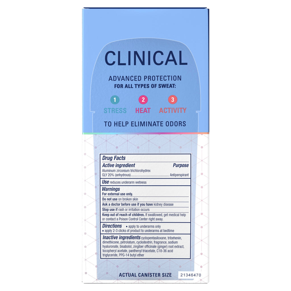 Clinical Antiperspirant Deodorant for Women, 100HR Sweat &amp; Odor Protection, Hyaluronic Acid, Soft Solid, Completely Clean, 2.6 oz