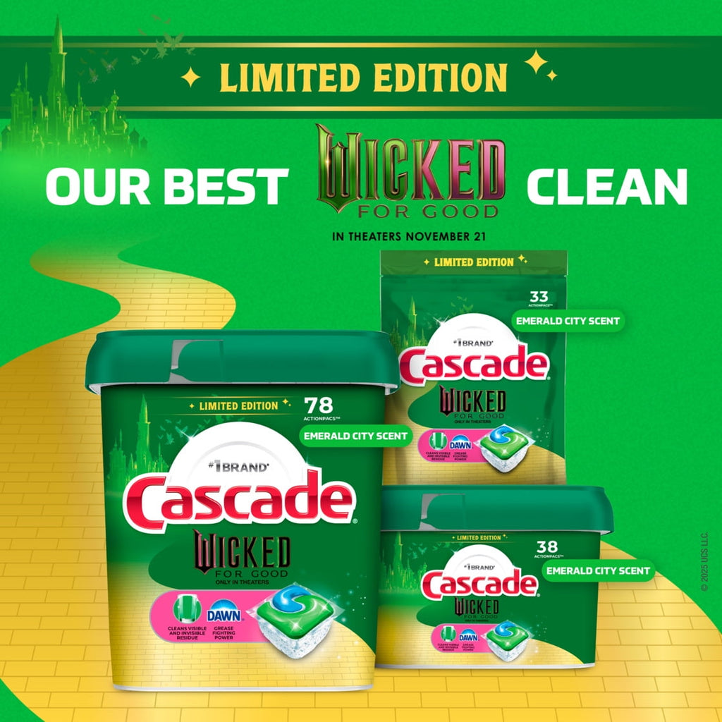 Complete "Wicked: For Good" Limited Edition Dishwasher Pods, Dish Detergent Soap, Emerald City Scent, 33 Count