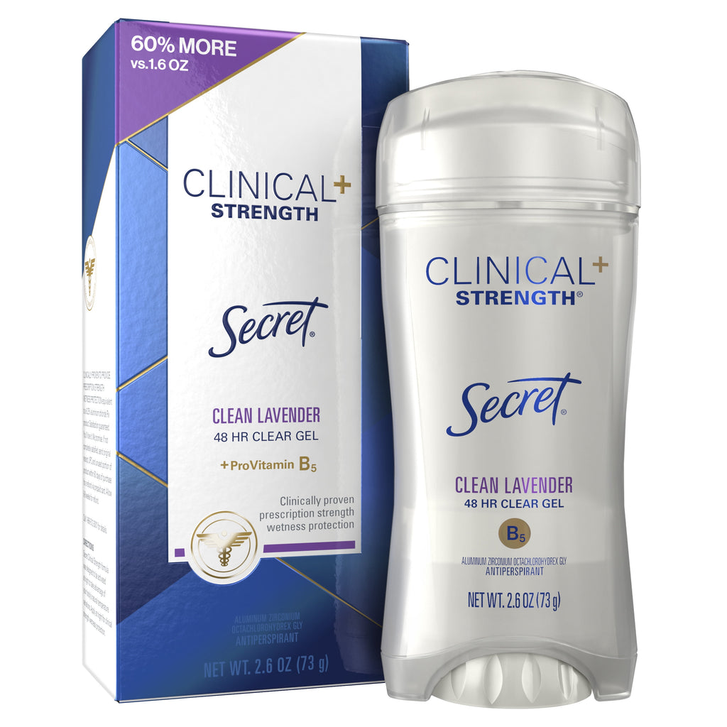 Clinical Antiperspirant Deodorant for Women, 100HR Sweat &amp; Odor Protection, Pro-Hyaluronic Acid, Clear Gel, Clean Lavender, 2.6oz