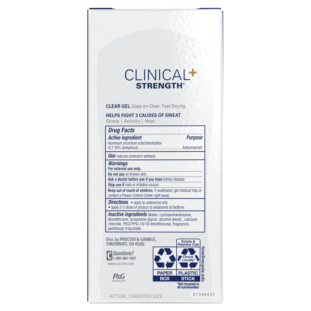Clinical Antiperspirant Deodorant for Women, 100HR Sweat &amp; Odor Protection, Pro-Hyaluronic Acid, Clear Gel, Clean Lavender, 2.6oz