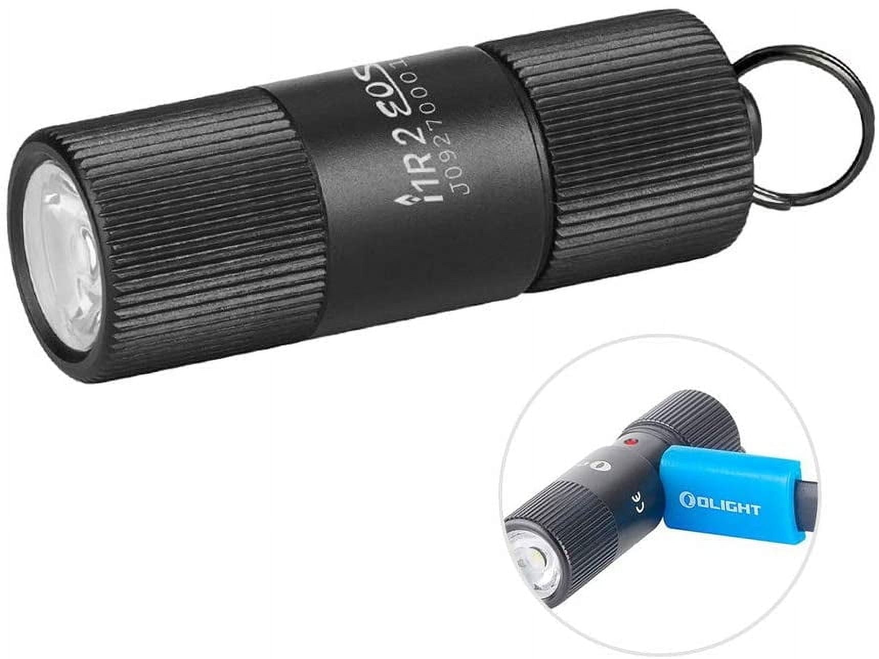i1R 2 EOS 150 Lumens Tiny Rechargeable Keychain Flashlight EDC Mini LED Keyring Light with Built-in Battery for Camping Hiking Dog Walking etc (Black)