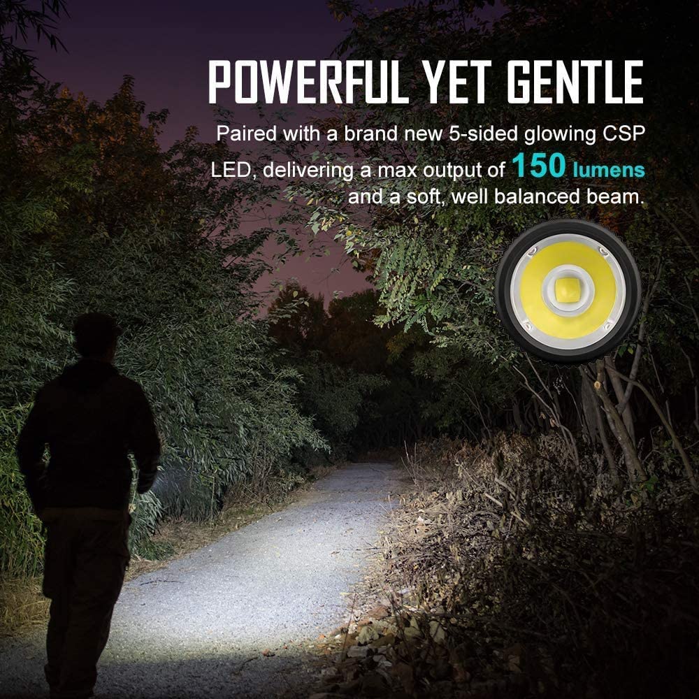 i1R 2 EOS 150 Lumens Tiny Rechargeable Keychain Flashlight EDC Mini LED Keyring Light with Built-in Battery for Camping Hiking Dog Walking etc (Black)