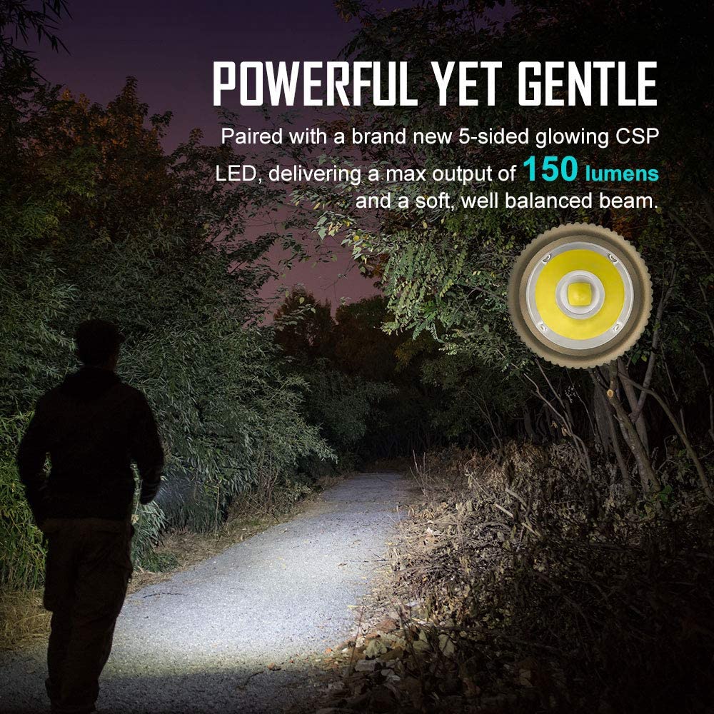 i1R 2 EOS 150 Lumens Tiny Rechargeable Keychain Flashlight EDC Mini LED Keyring Light with Built-in Battery for Camping Hiking Dog Walking etc (Black)