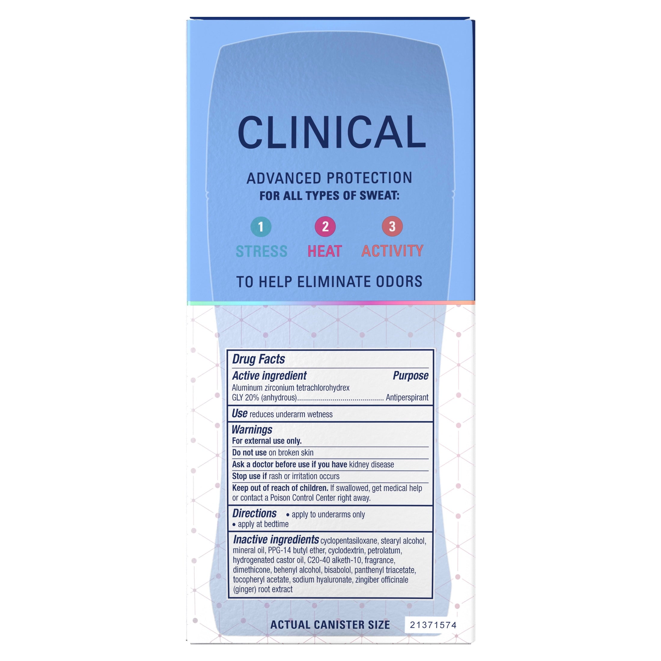 Secret Clinical Antiperspirant Deodorant for Women, 100HR Sweat &amp; Odor Protection, Hyaluronic Acid, Invisible Solid, Shower Fresh, 2.6 oz