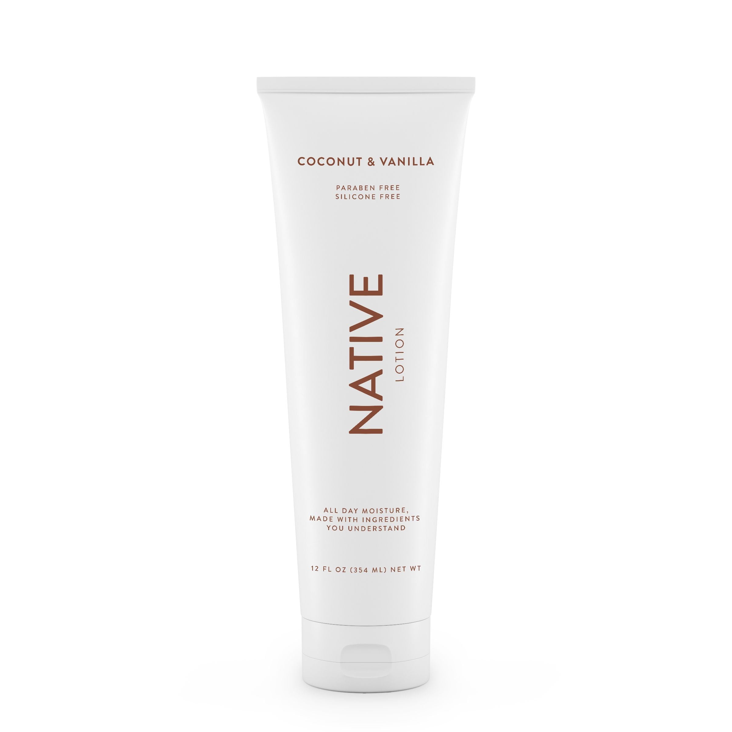 Natural Hand and Body Lotion, Coconut &amp; Vanilla, Paraben Free, Silicone Free 12 oz
