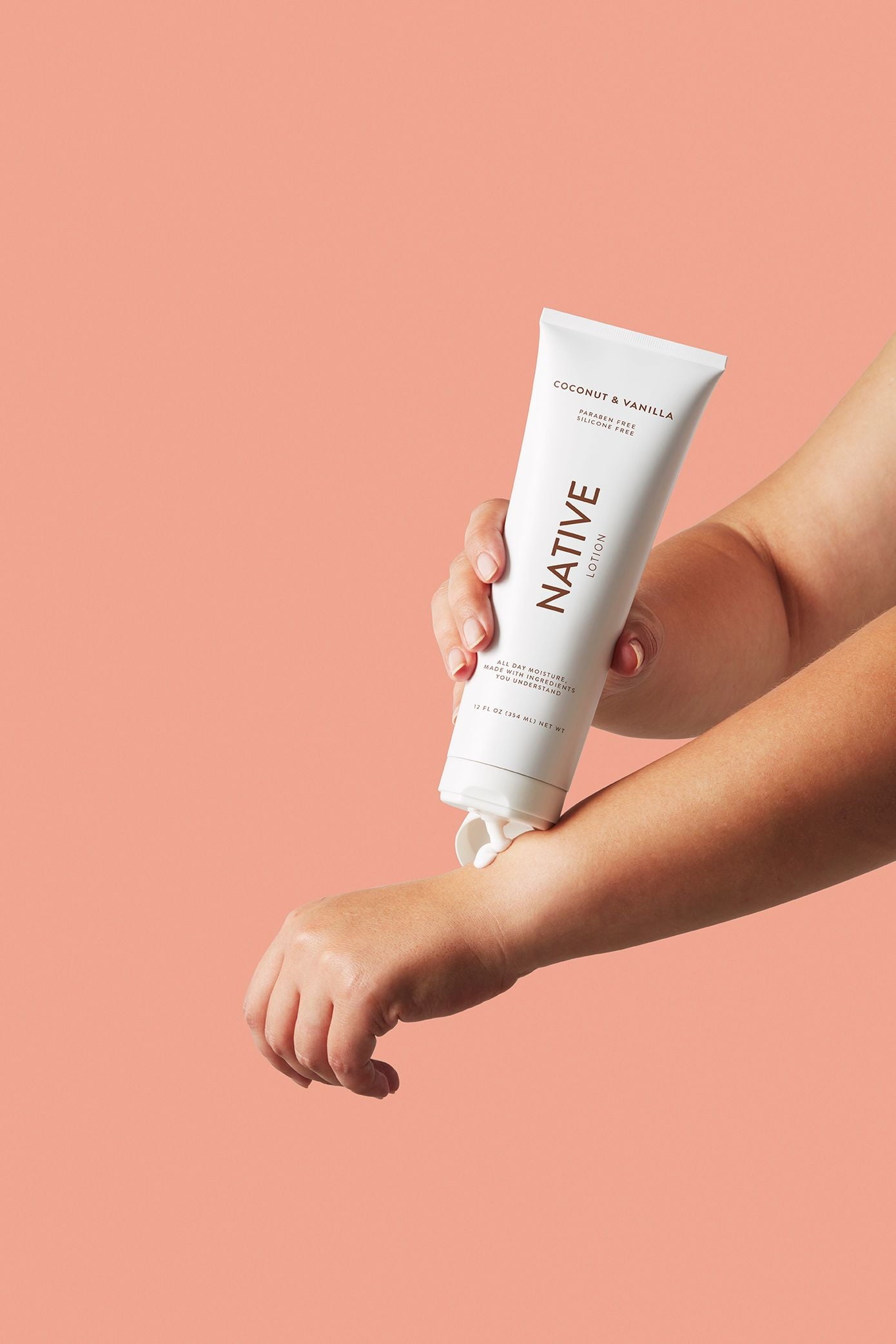 Natural Hand and Body Lotion, Coconut &amp; Vanilla, Paraben Free, Silicone Free 12 oz