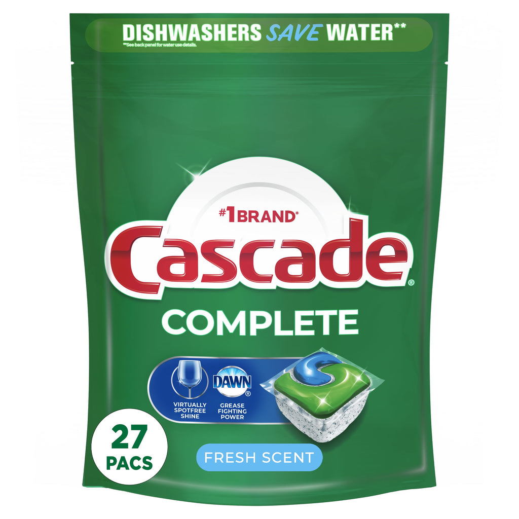 Complete Dishwasher Pods, Action Pacs Dishwasher Detergent, Dishwasher Tabs, Fresh, 27 Count