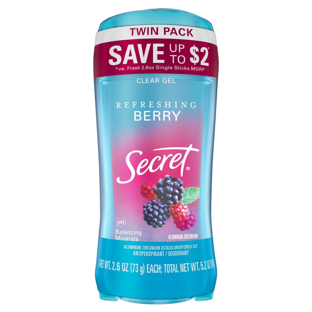 Fresh Clear Gel and Deodorant for Women, Refreshing Berry, 2.6 oz each, Pack of 2
