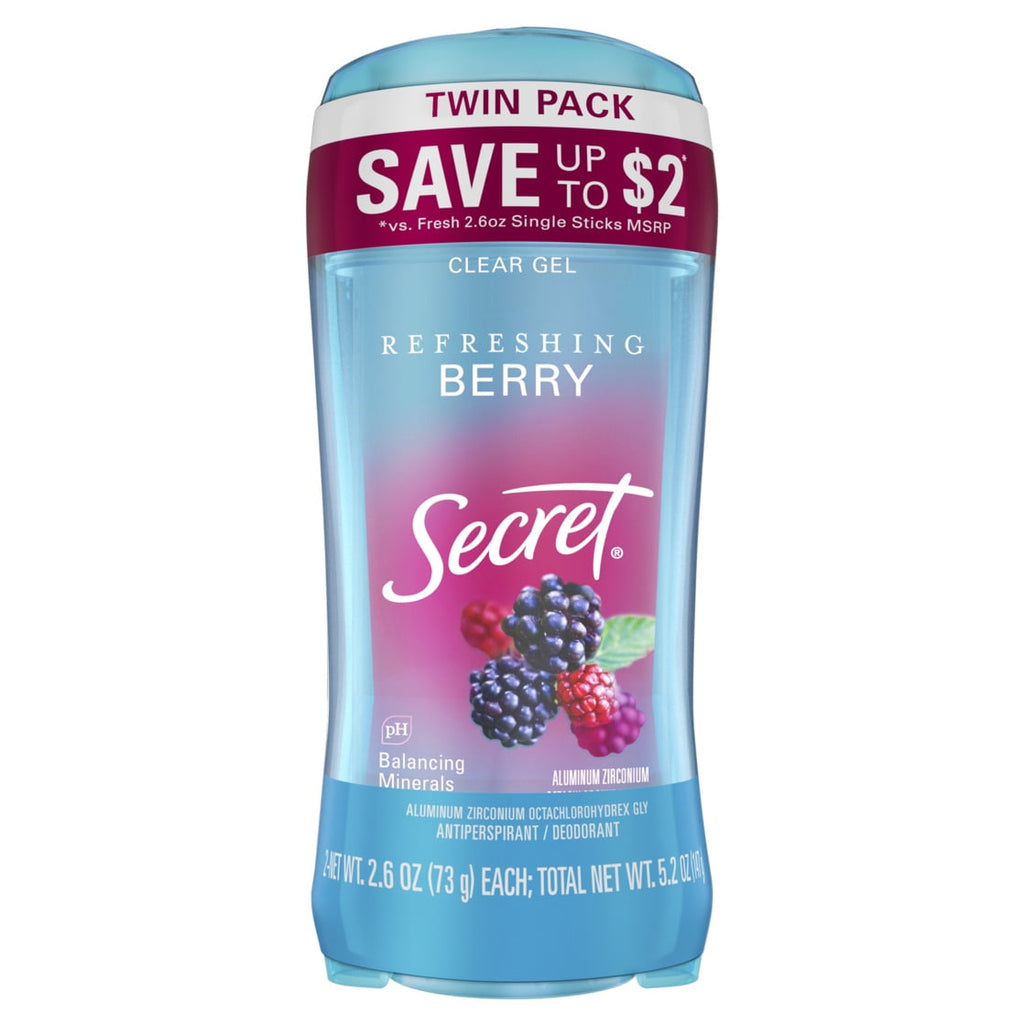 Fresh Clear Gel and Deodorant for Women, Refreshing Berry, 2.6 oz each, Pack of 2