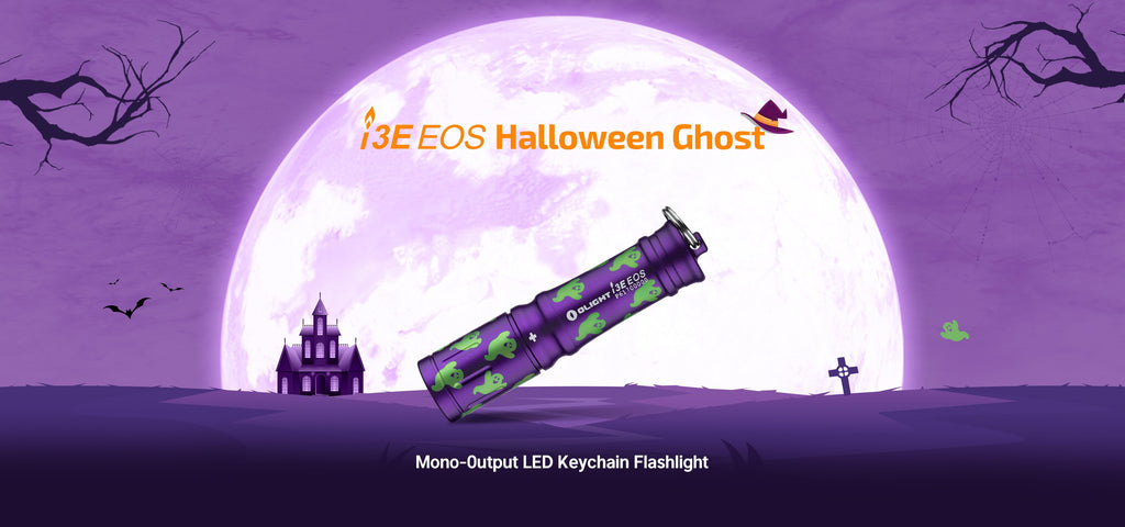 i3E EOS PMMA TIR Lens AAA EDC Flashlight 90 Lumens Compact Keychain Flash Light for Night, Camping (Halloween Ghost)