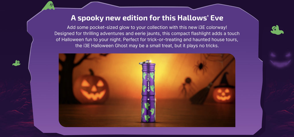 i3E EOS PMMA TIR Lens AAA EDC Flashlight 90 Lumens Compact Keychain Flash Light for Night, Camping (Halloween Ghost)