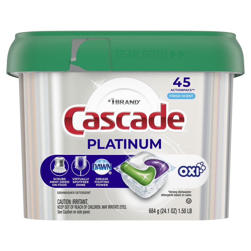 Platinum Action Pacs + Oxi, Dishwasher Detergent, Fresh, 45 Ct