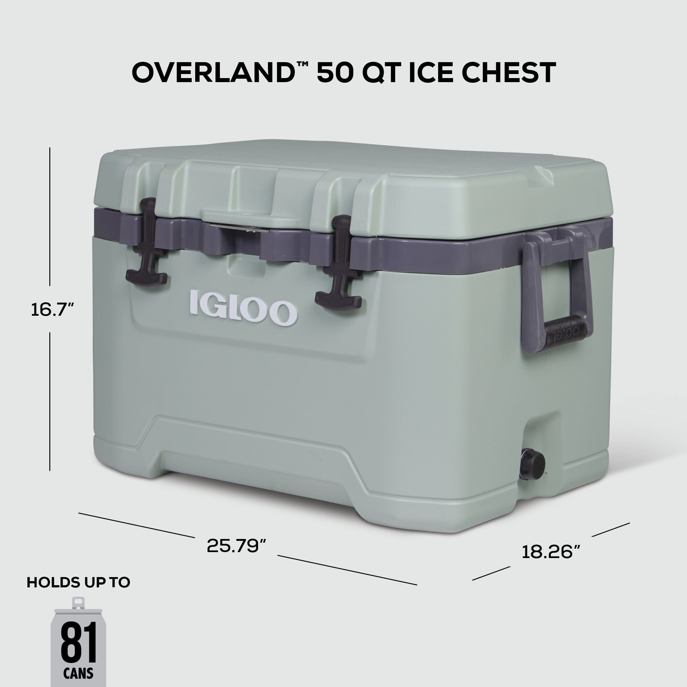 50 QT Overland Ice Chest Cooler, Green