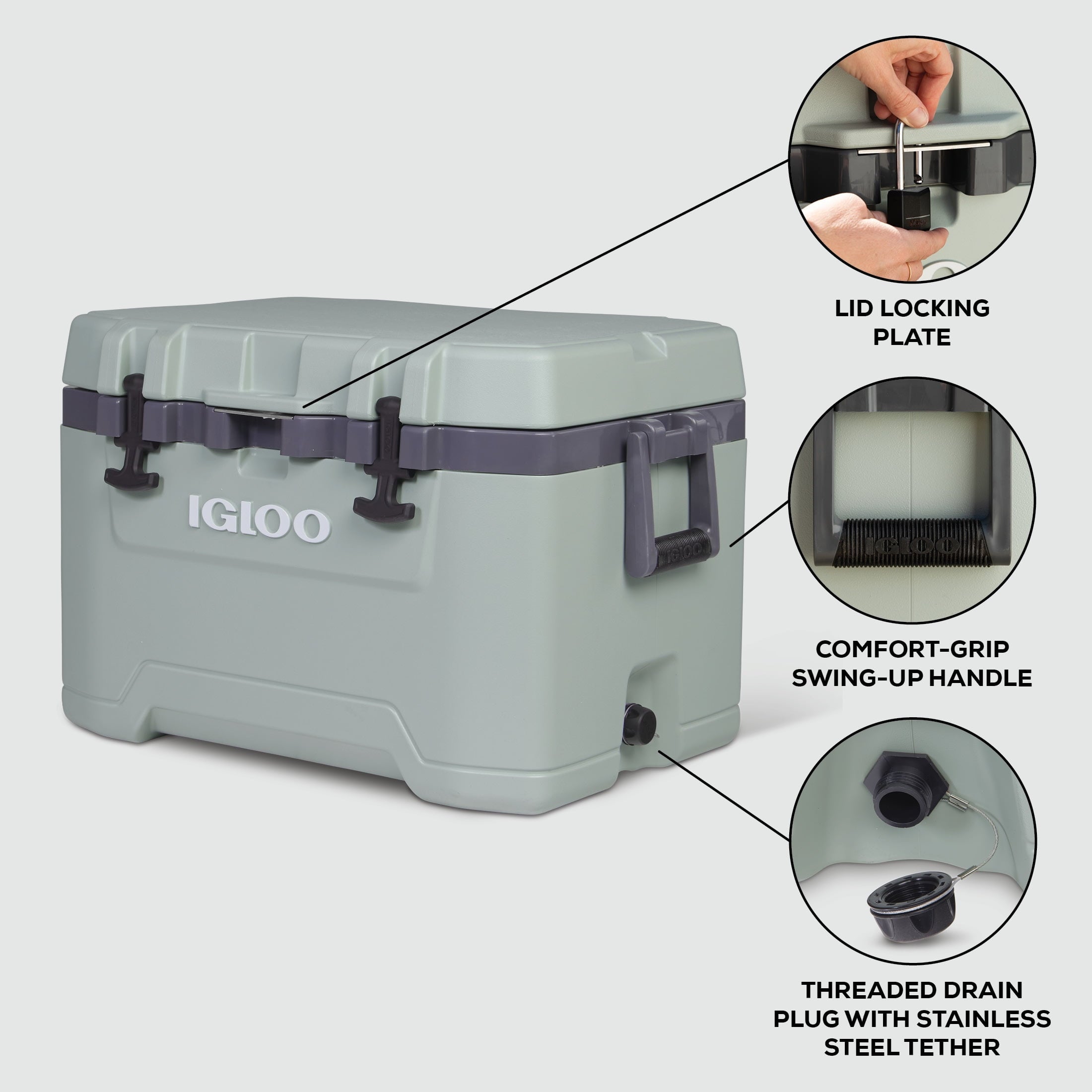 50 QT Overland Ice Chest Cooler, Green