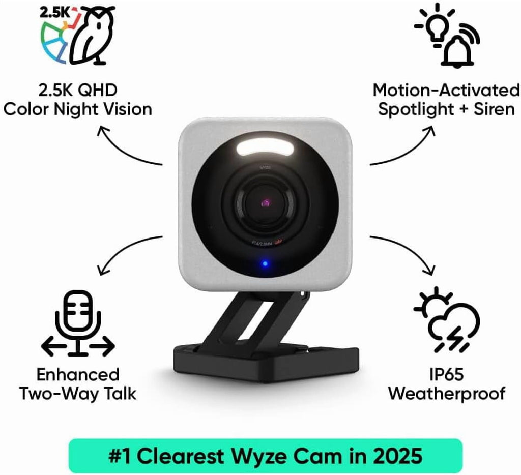 Cam v4 2.5K QHD Wi-Fi Indoor/Outdoor Smart Home Security Camera with Color Night Vision, Motion-Activated Spotlight, and 2-Way Audio