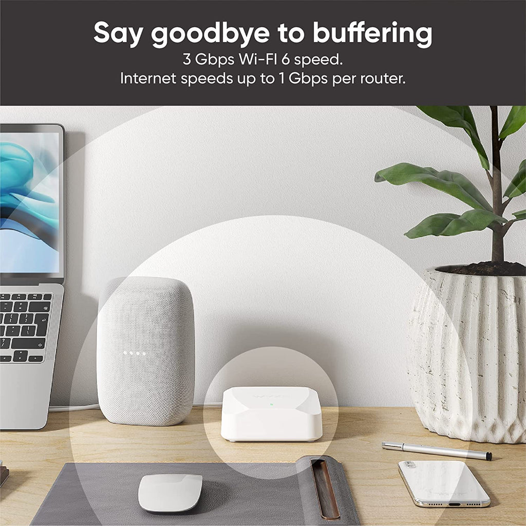 AX3000 Dual-Band Wi-Fi 6 Mesh Router System, Covers up to 1500 Sq. Ft, 50+ Devices, Replaces Router and Extender, Supports Wired Backhaul, 2X 1 Gbps Ports - 1 Pack