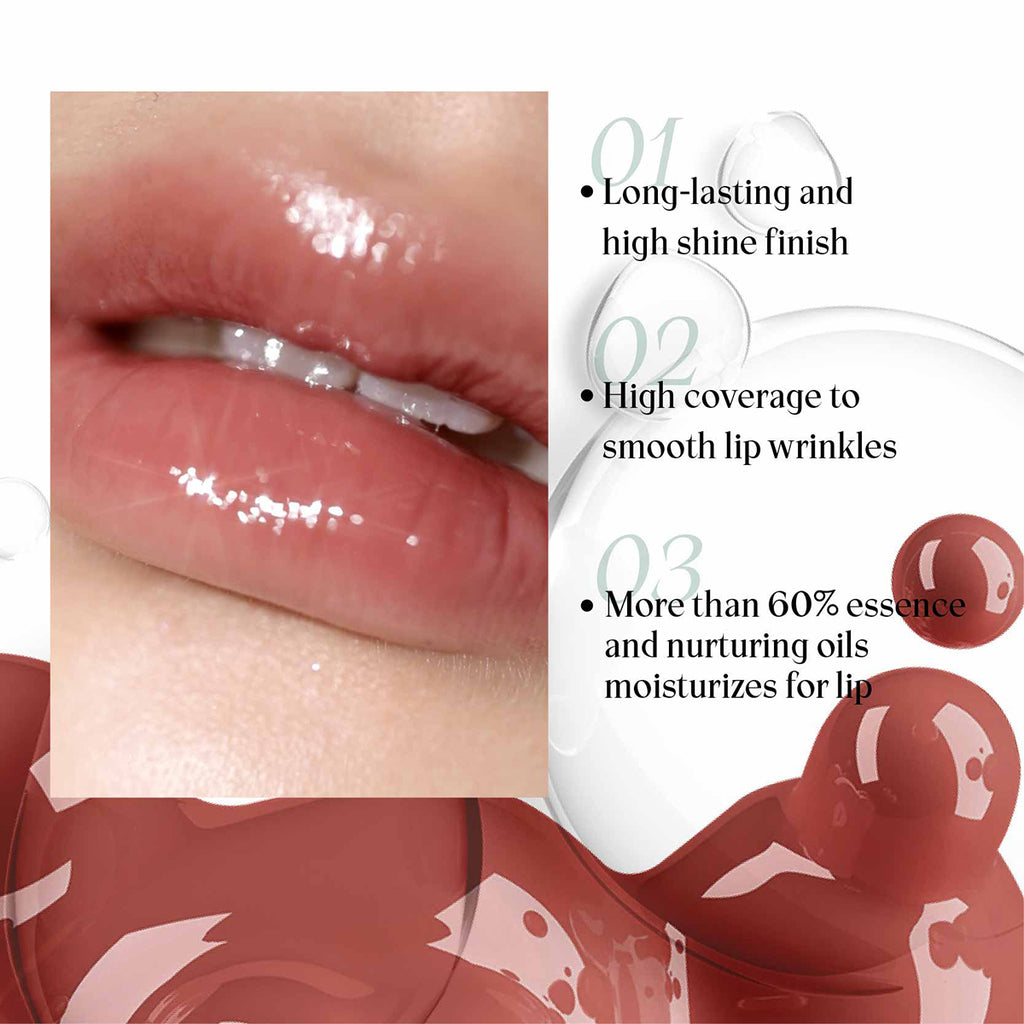 Ultra Glossy, Long-Lasting, Hydrating Lip Gloss with Over 60% Essence &amp; Oils, Smooths Lip Lines