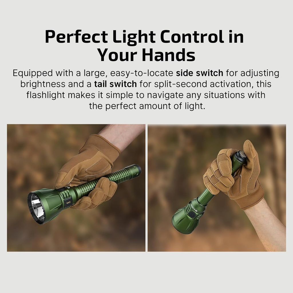 Javelot Turbo 2 1800 Lumen Rechargeable Tactical Flashlight with Long-Range 4921ft Throw, Dual-Switch Light with Wireless Remote 8M Control(Balck)