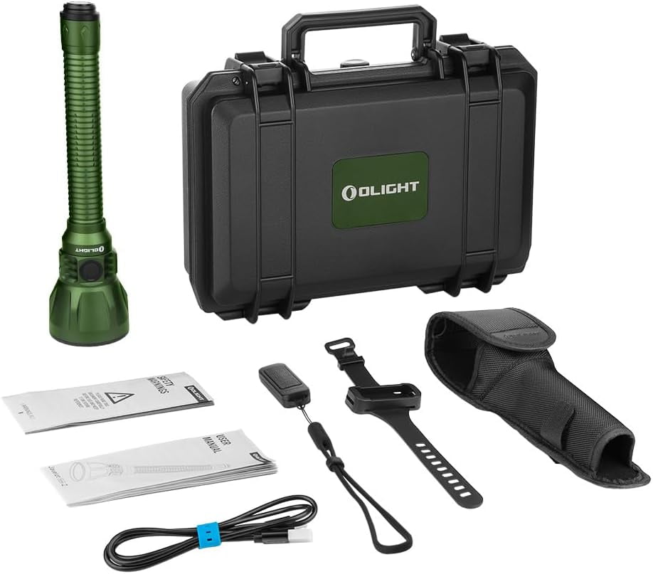 Javelot Turbo 2 1800 Lumen Rechargeable Tactical Flashlight with Long-Range 4921ft Throw, Dual-Switch Light with Wireless Remote 8M Control(Balck)