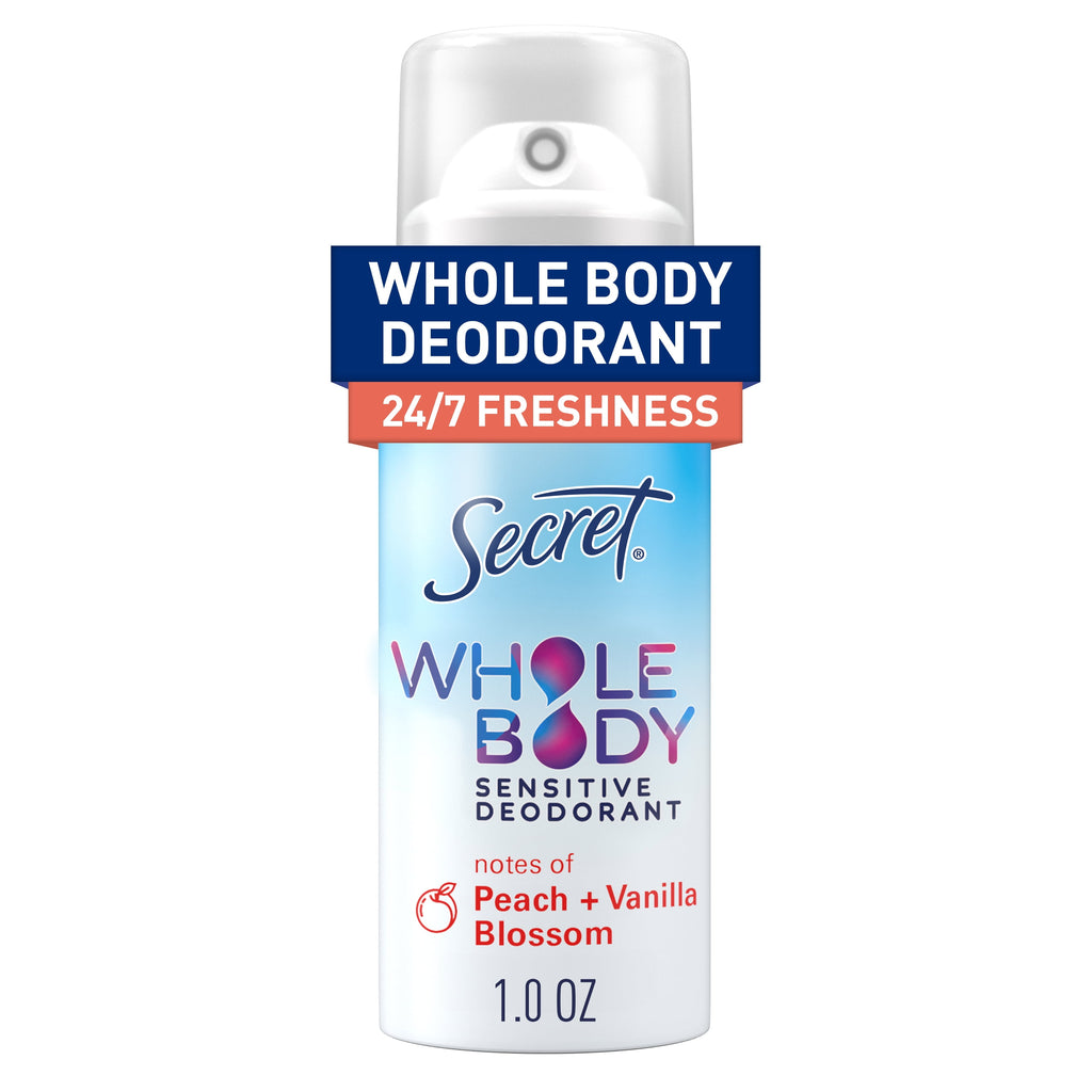 Whole Body Deodorant for Women, Peach &amp; Vanilla Scent, Aluminum Free Deodorant Spray, 72 HR Odor Protection, 1.0 oz