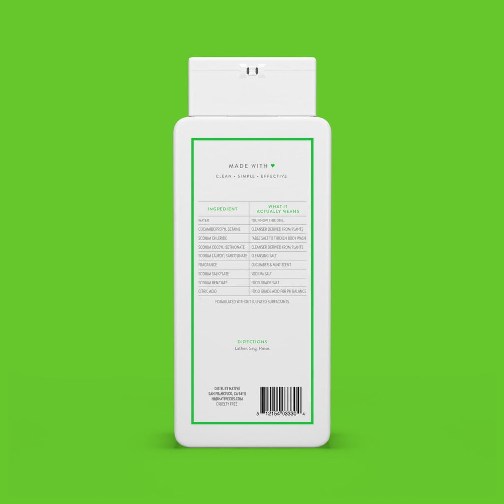 Body Wash, Cucumber &amp; Mint, Sulfate Free, Naturally Derived Ingredients, 24hr Freshness, for Women &amp; Men, 18 fl oz