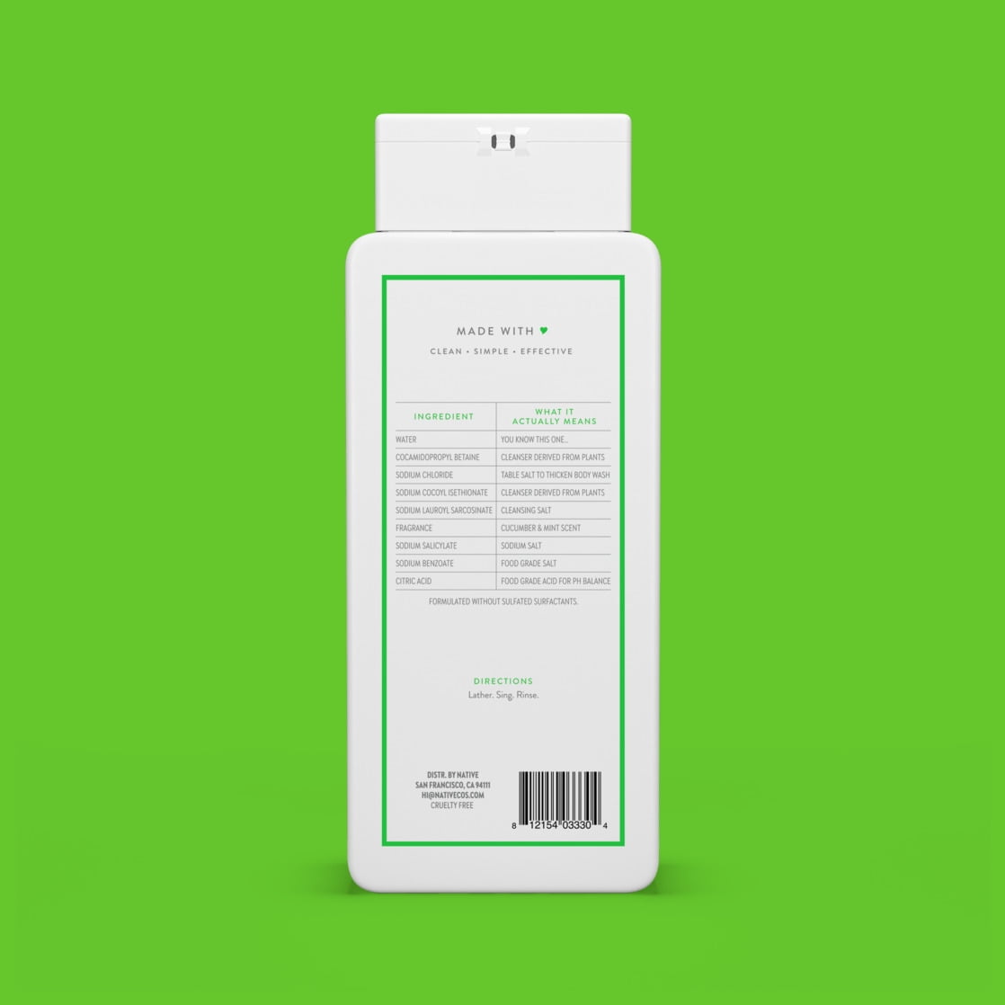 Body Wash, Cucumber &amp; Mint, Sulfate Free, Naturally Derived Ingredients, 24hr Freshness, for Women &amp; Men, 18 fl oz