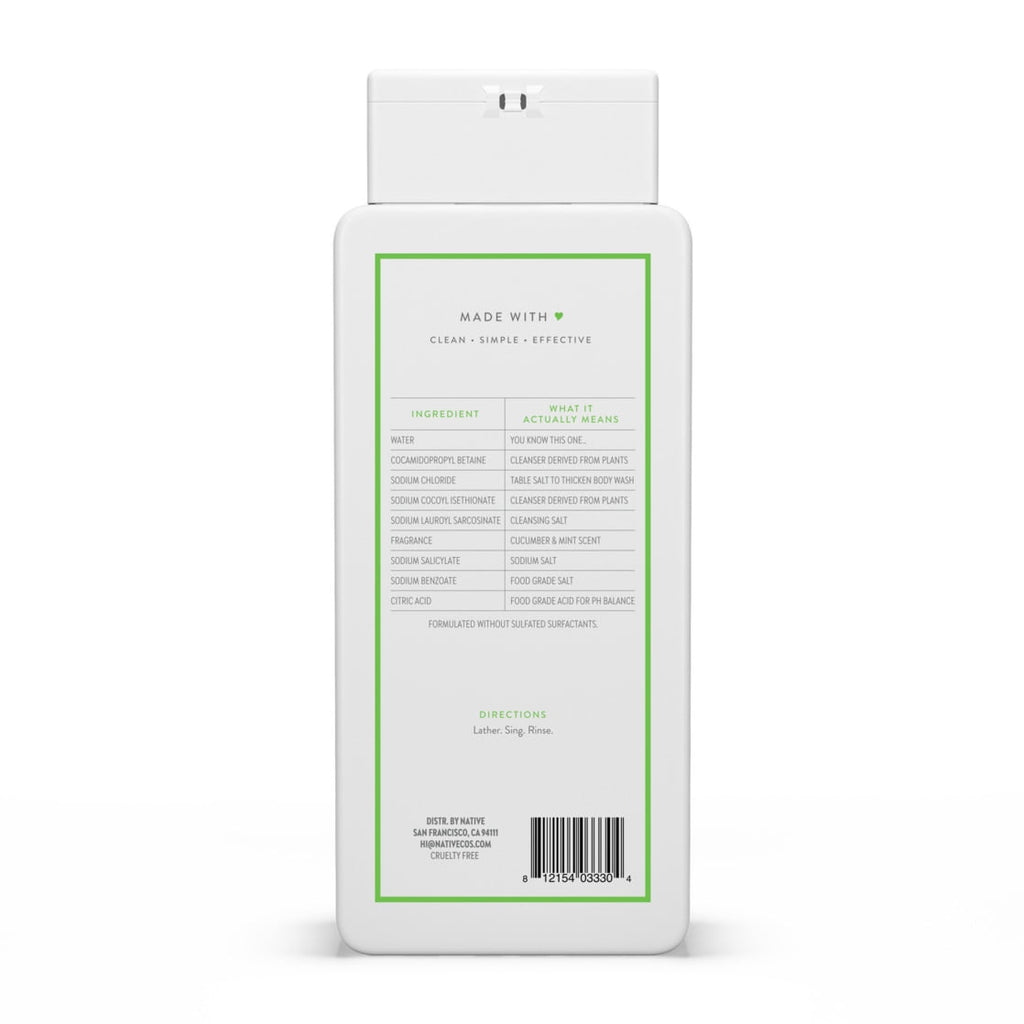Body Wash, Cucumber &amp; Mint, Sulfate Free, Naturally Derived Ingredients, 24hr Freshness, for Women &amp; Men, 18 fl oz