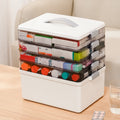 5 Layer storage bins with lid Stack &amp; Carry Box Plastic Handled with Removable Tray for Craft Adult