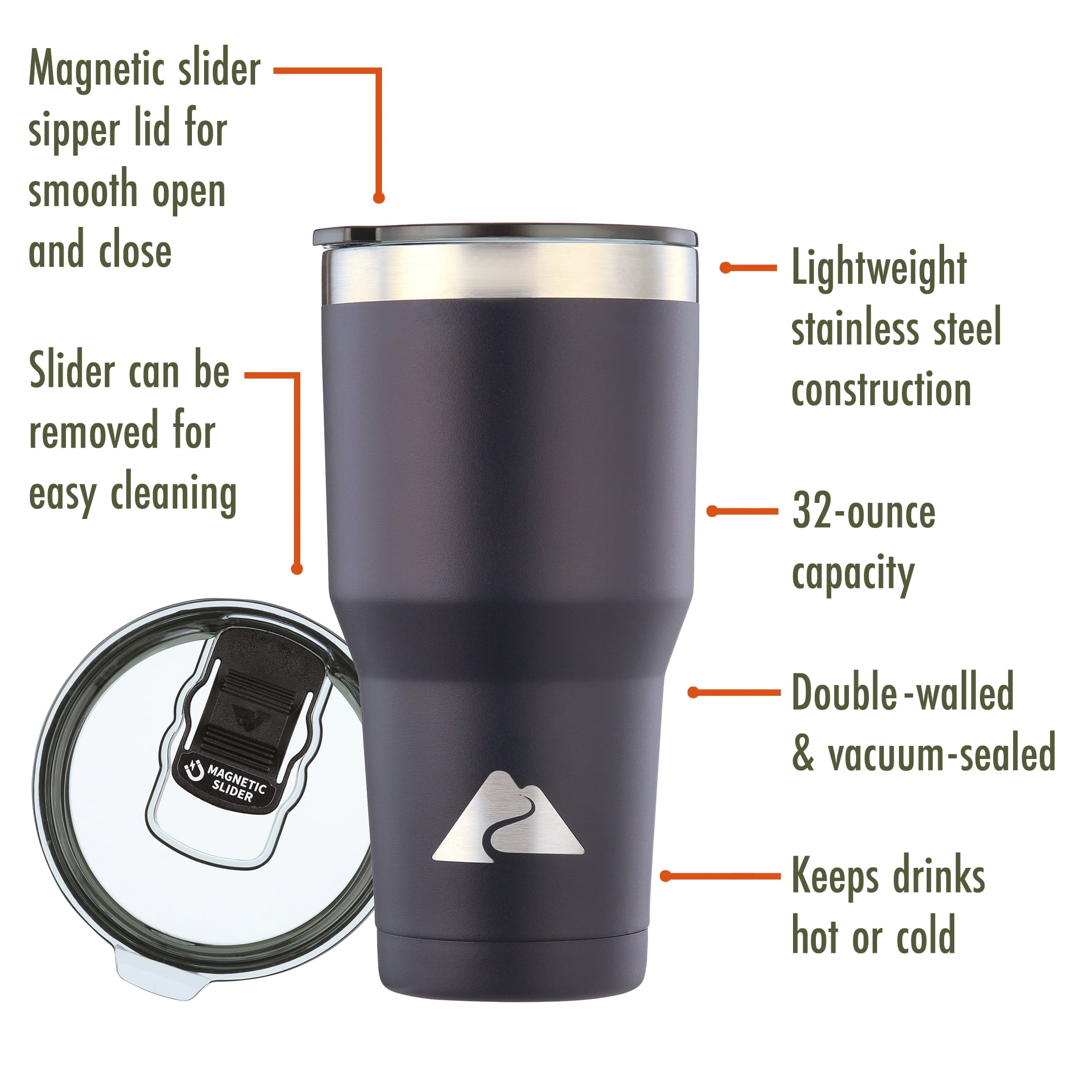 Ozark Trail 32 oz Stainless Steel Insulated Tumbler, Black