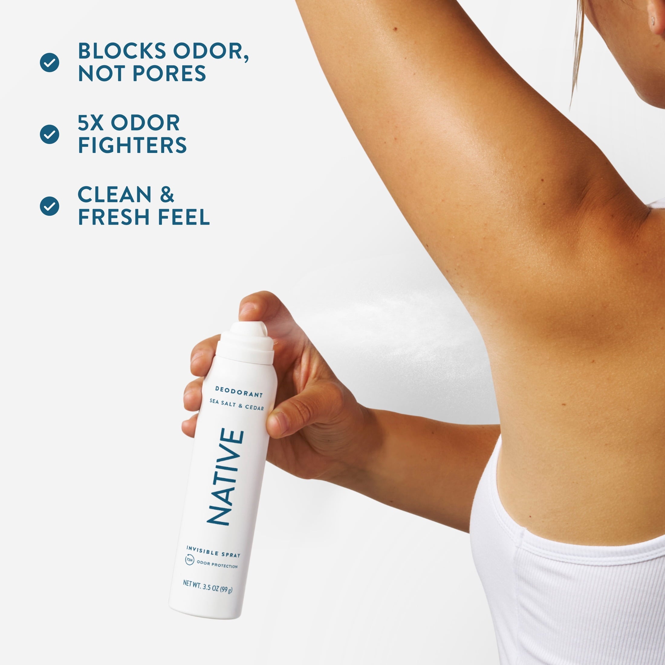 Aluminum Free Deodorant Spray For Men, 72 Hour Deodorant Spray, Sea Salt &amp; Cedar, 3.5oz