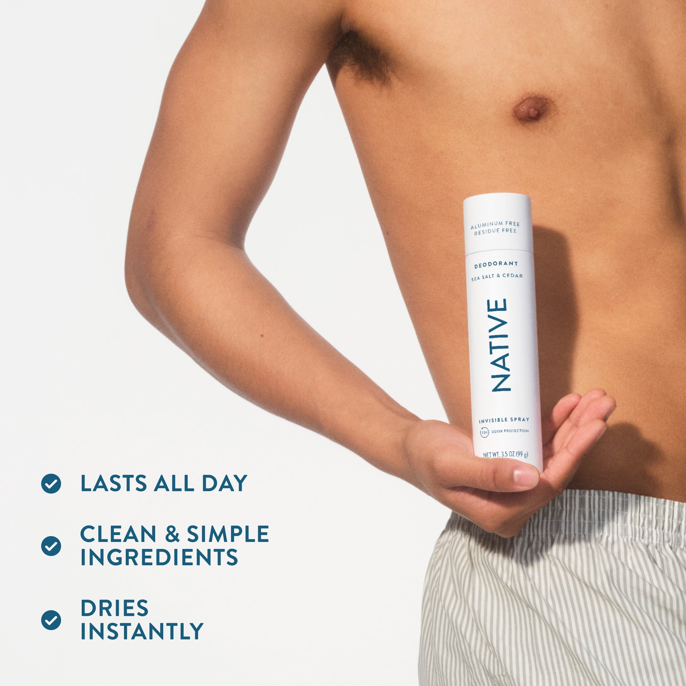 Aluminum Free Deodorant Spray For Men, 72 Hour Deodorant Spray, Sea Salt &amp; Cedar, 3.5oz