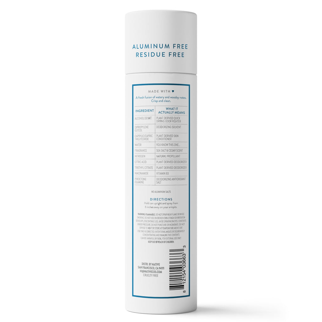 Aluminum Free Deodorant Spray For Men, 72 Hour Deodorant Spray, Sea Salt &amp; Cedar, 3.5oz