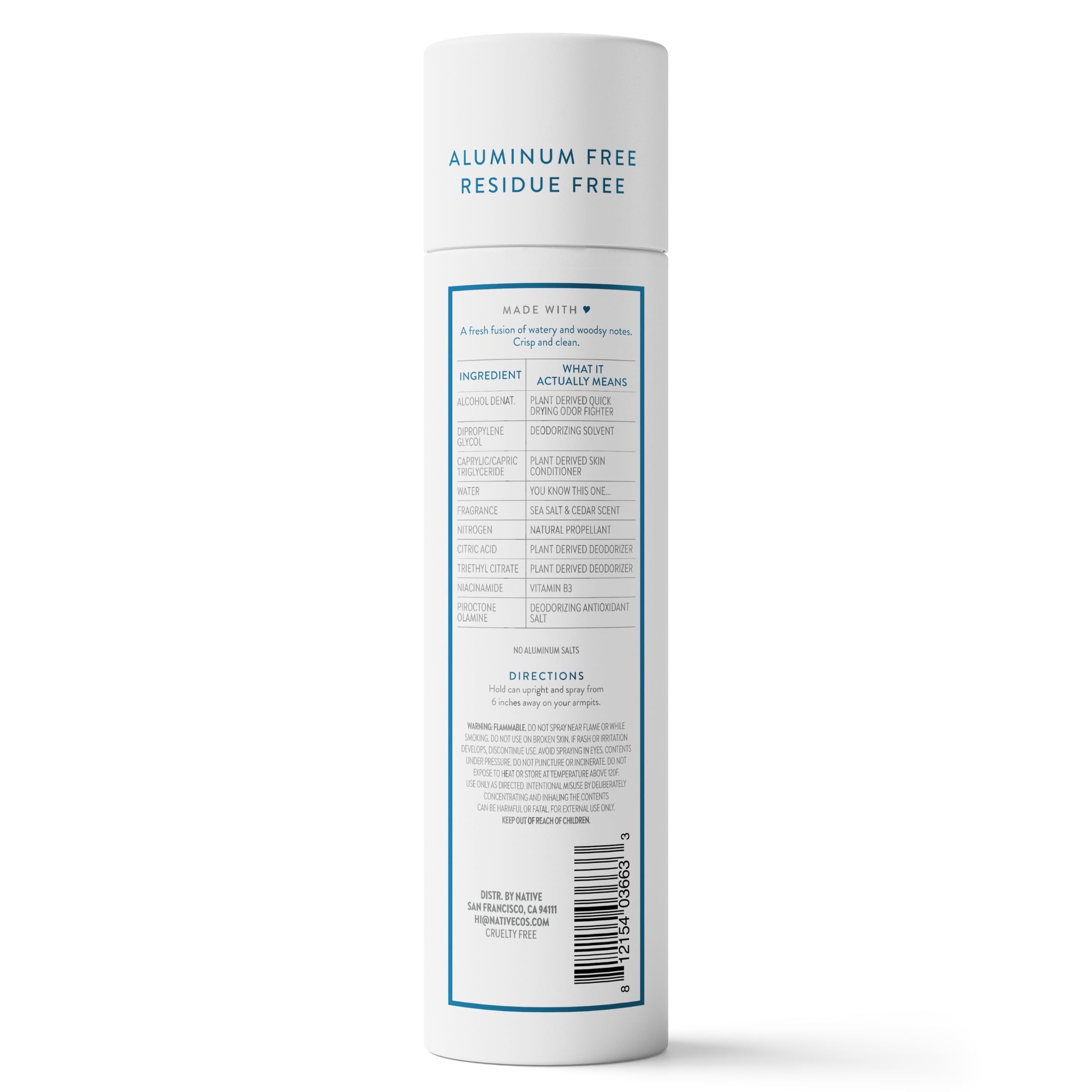 Aluminum Free Deodorant Spray For Men, 72 Hour Deodorant Spray, Sea Salt &amp; Cedar, 3.5oz