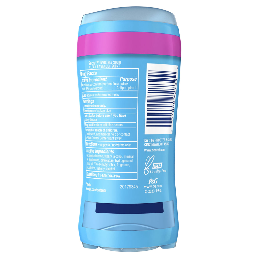 Invisible Solid Antiperspirant and Deodorant, Clean Lavender Scent, Twin Pack, 2.6 oz