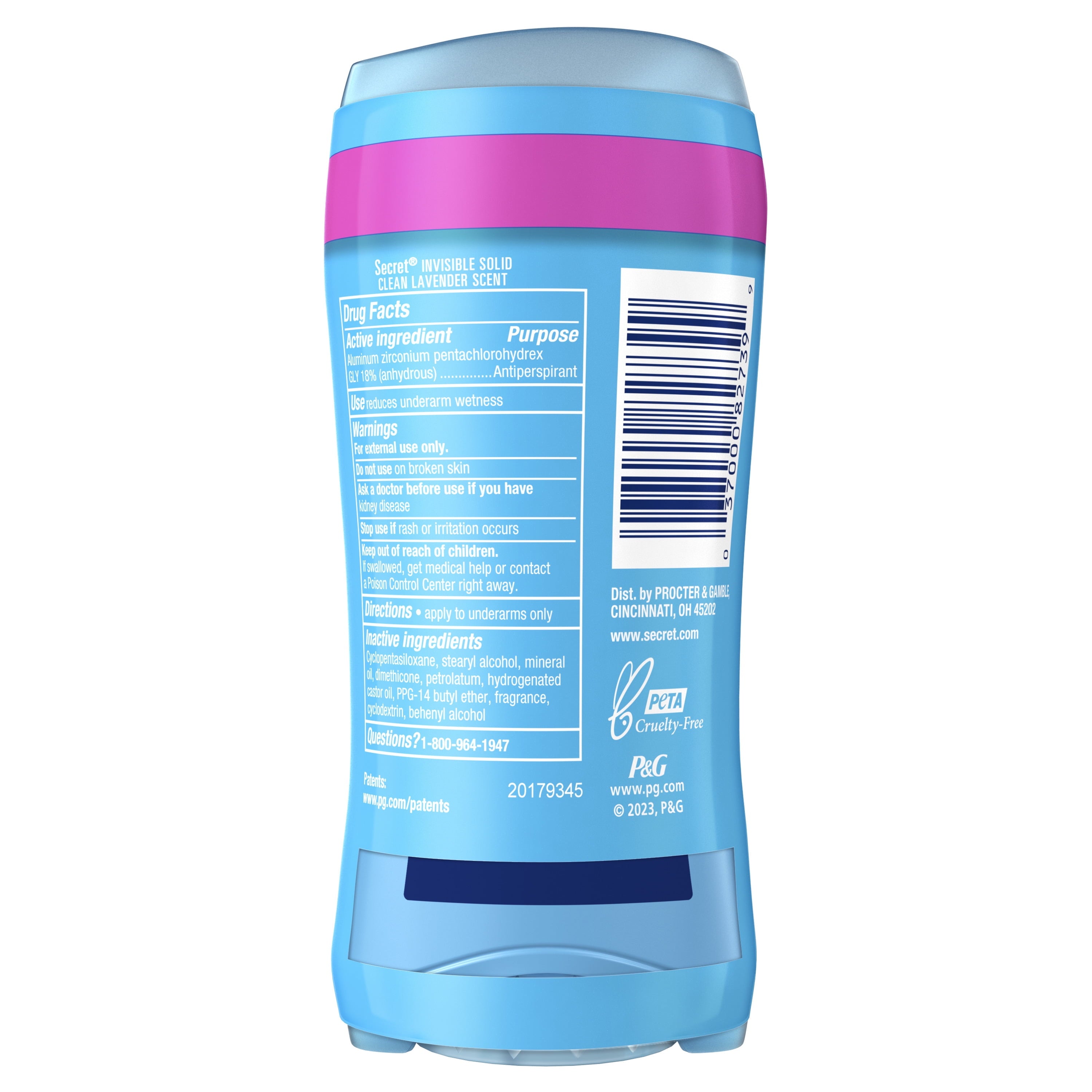 Invisible Solid Antiperspirant and Deodorant, Clean Lavender Scent, Twin Pack, 2.6 oz