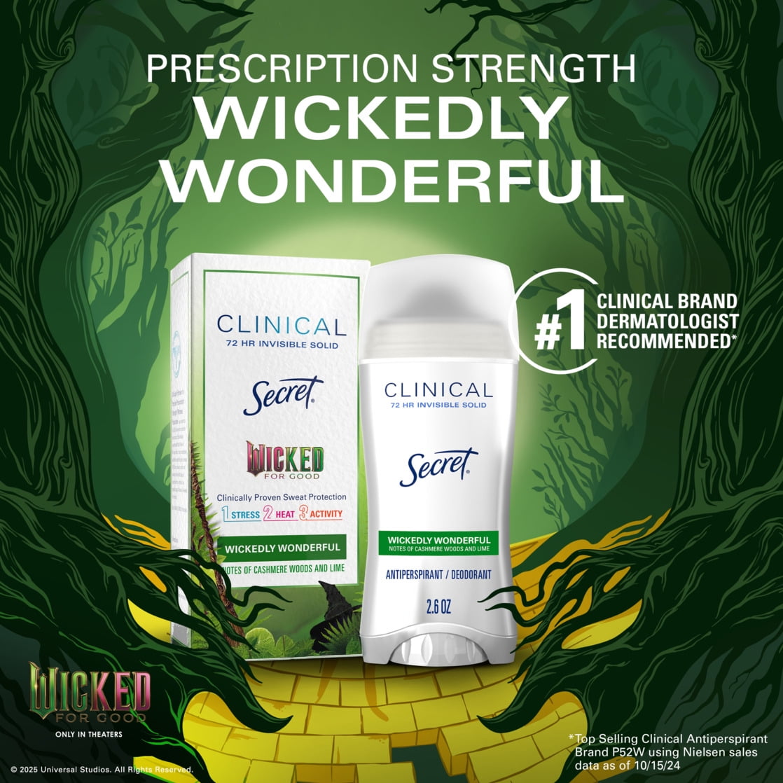 Clinical Invisible Solid Antiperspirant &amp; Deodorant for Women, Wickedly Wonderful, Notes of Cashmere, Wood, and Lime, 2.6oz
