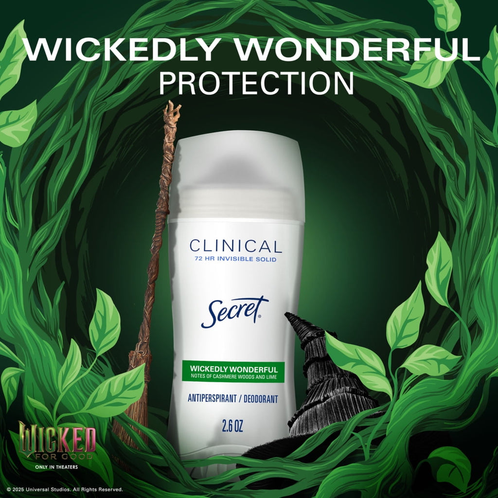 Clinical Invisible Solid Antiperspirant &amp; Deodorant for Women, Wickedly Wonderful, Notes of Cashmere, Wood, and Lime, 2.6oz