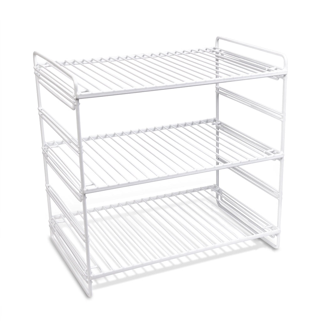 3-Tier Shelf Organizer, Kitchen Counter Storage Rack for Pantry and Cabinet Organization, White