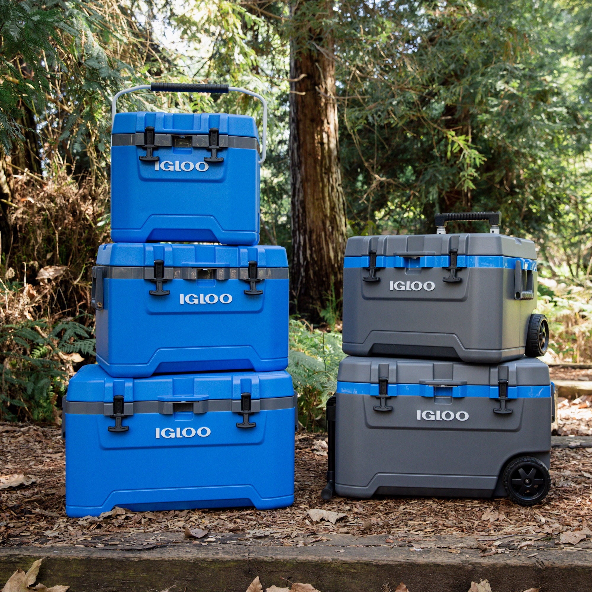 52 QT Overland Ice Chest Cooler with Wheels, Gray and Blue