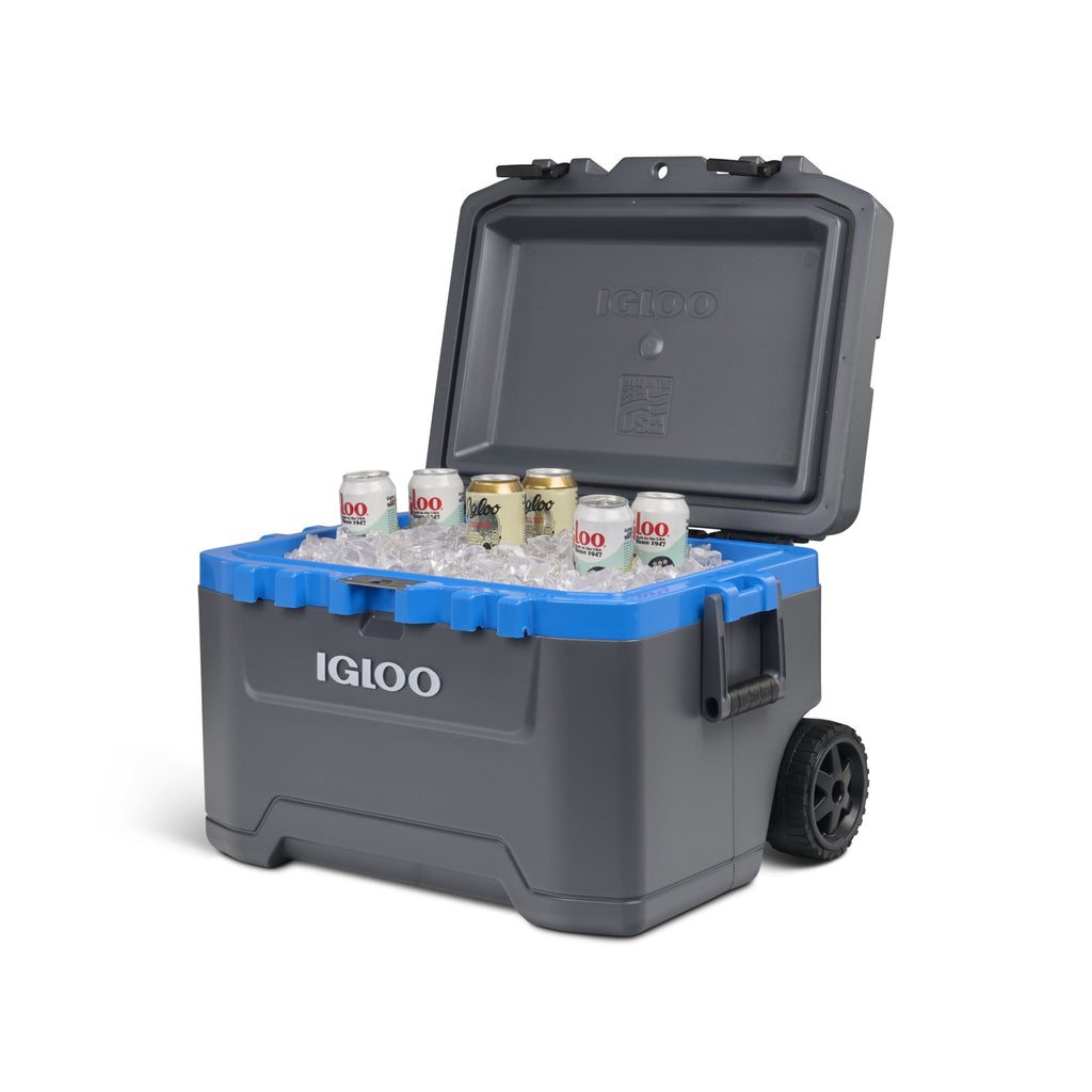 52 QT Overland Ice Chest Cooler with Wheels, Gray and Blue