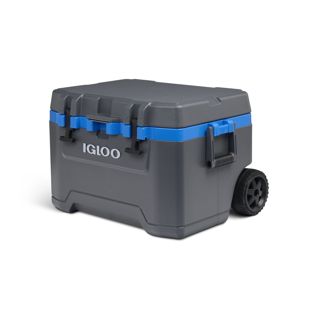 52 QT Overland Ice Chest Cooler with Wheels, Gray and Blue